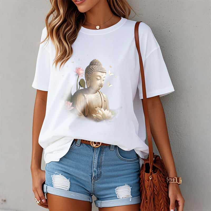 Buddha Stones Flor de Loto Mariposa Meditación Buda Camiseta - image 3