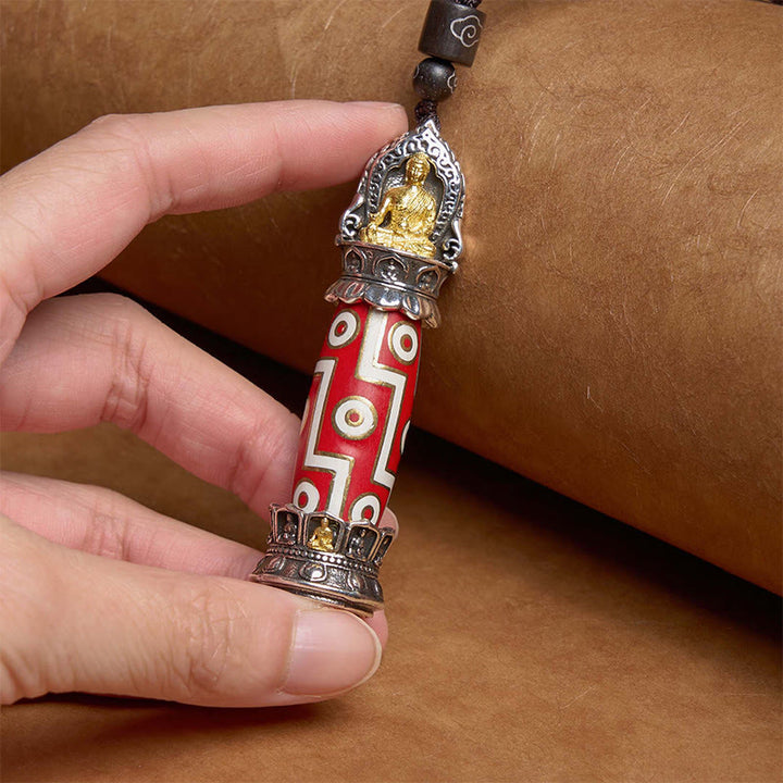 Collar con colgante de protección de cuentas Dzi de nueve ojos de Buddha Stones