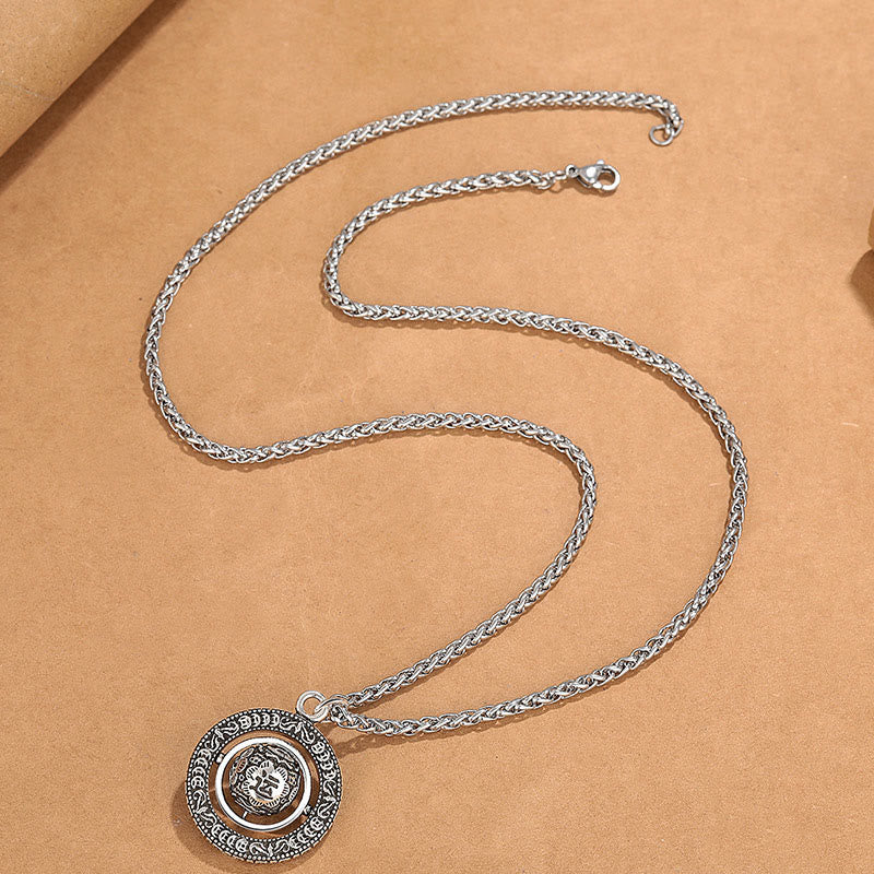 Colgante de collar giratorio de cobre con diseño de Buddha Stones que mejoran la suerte