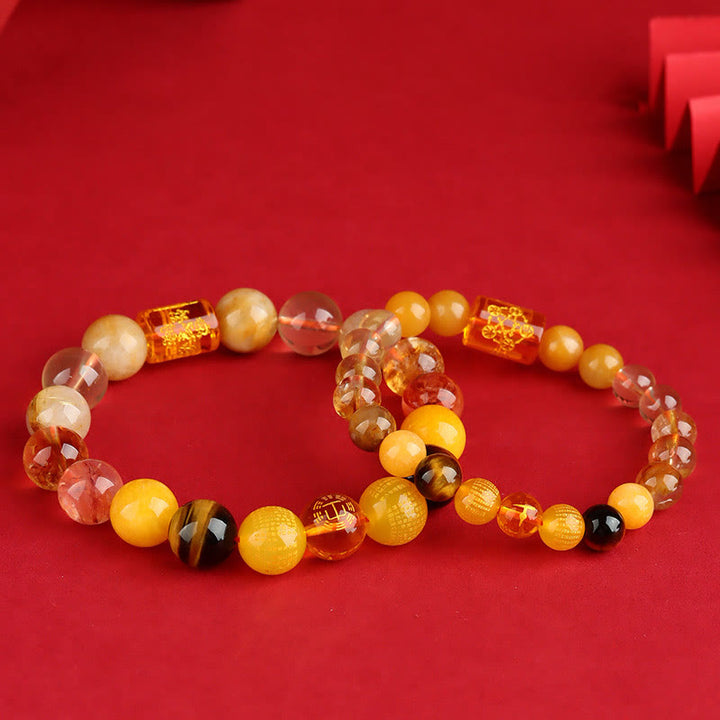 Pulsera de la suerte y la riqueza con Buddha Stones, cinco elementos, dios de la riqueza, varios cristales de ágata