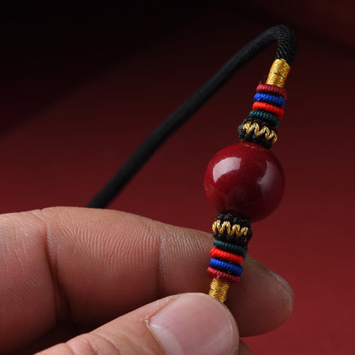 Collar con Buddha Stones con cuentas de cinabrio y suerte que alejan a los malos espíritus