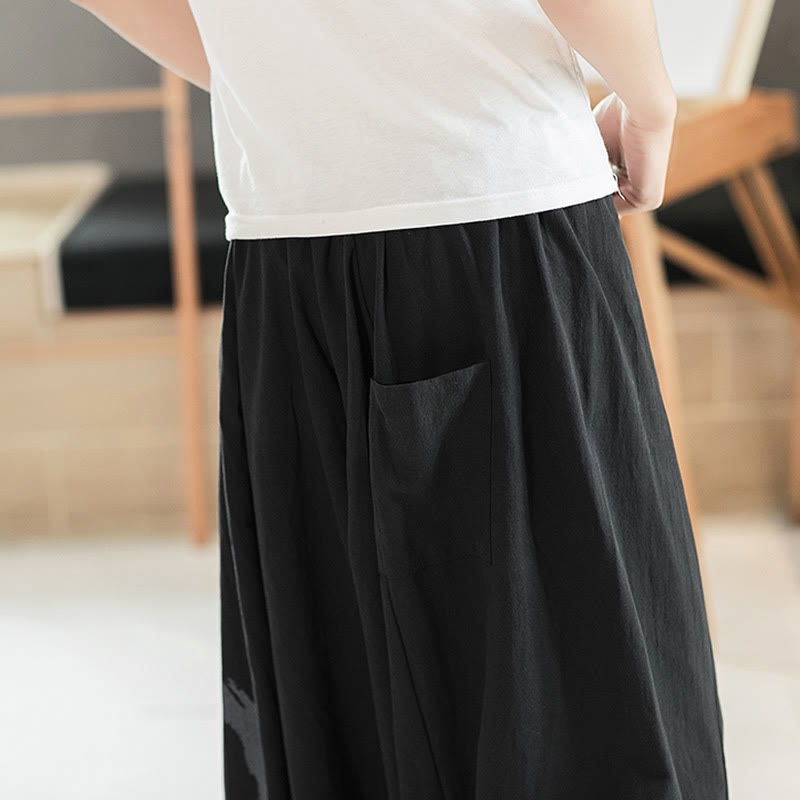 Pantalones harén de algodón con bolsillos para hombre, con caligrafía veraniega y Buddha Stones - image 9