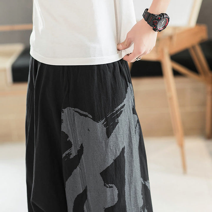 Pantalones harén de algodón con bolsillos para hombre, con caligrafía veraniega y Buddha Stones - image 10