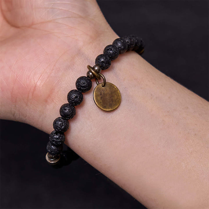 Pulsera de piedra de lava natural con Buddha Stones que proporciona apoyo y calma - image 8