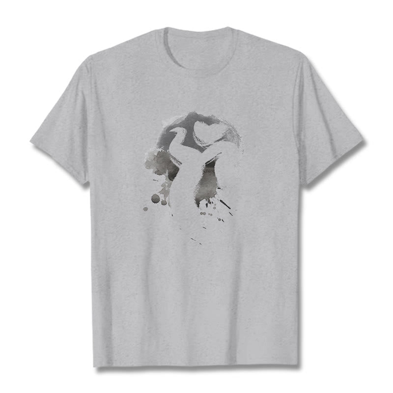 Camiseta de algodón con diseño de cisne y Buddha Stones - Gris claro - 2XL - image 20