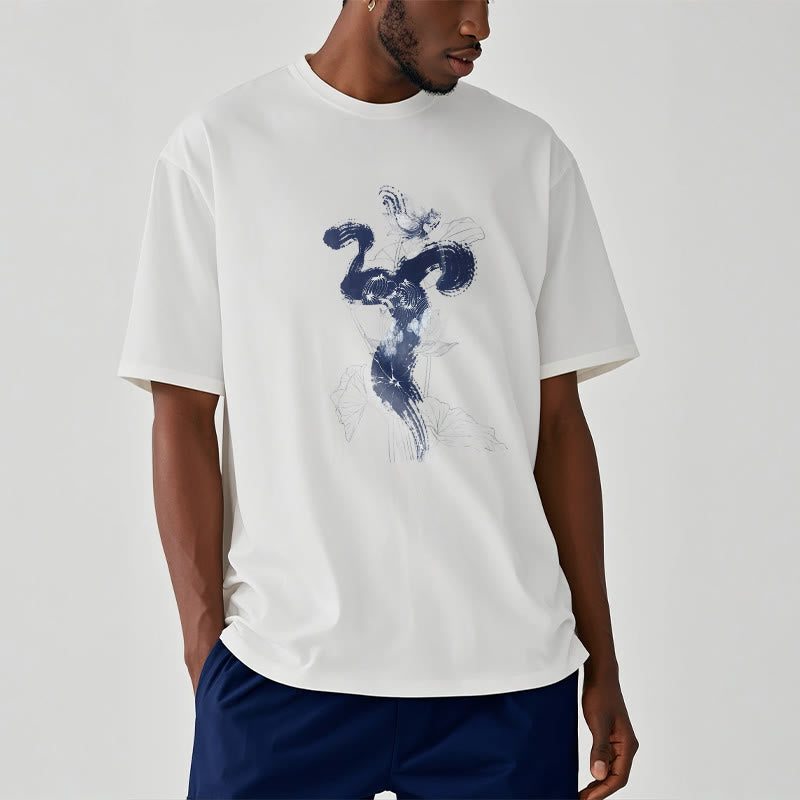 Camiseta de algodón con fondo de flor de loto y Buddha Stones OM - image 3