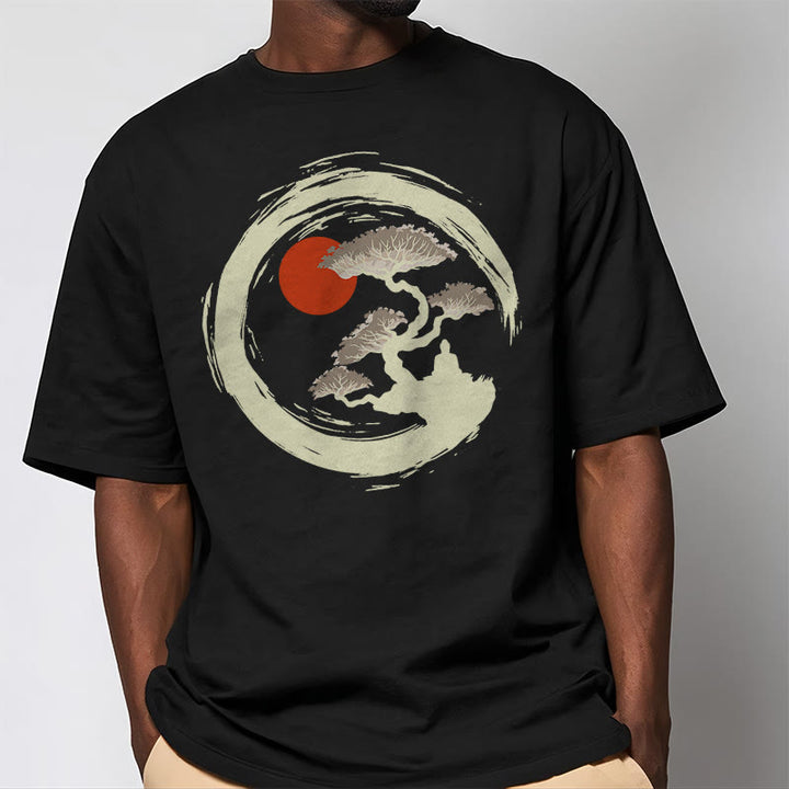 Buddha Stones Sol Rojo Pino Círculo Zen Meditación Buda Camiseta - image 3