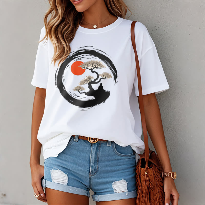 Buddha Stones Sol Rojo Pino Círculo Zen Meditación Buda Camiseta - image 7