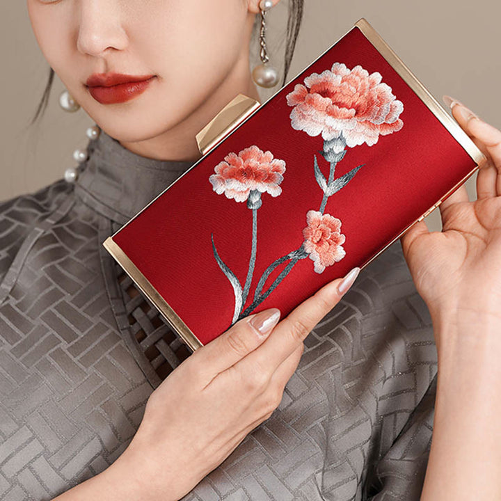 Bolso de mano con diseño de Buddha Stones, clavel, peonía, begonia, bordado, para boda, para ir de compras, bandolera