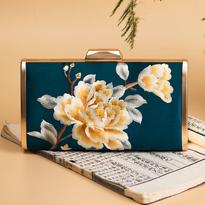 Bolso de mano con diseño de Buddha Stones, clavel, peonía, begonia, bordado, para boda, para ir de compras, bandolera