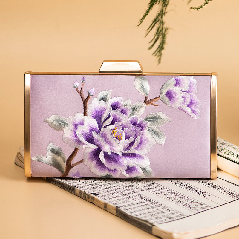 Bolso de mano con diseño de Buddha Stones, clavel, peonía, begonia, bordado, para boda, para ir de compras, bandolera