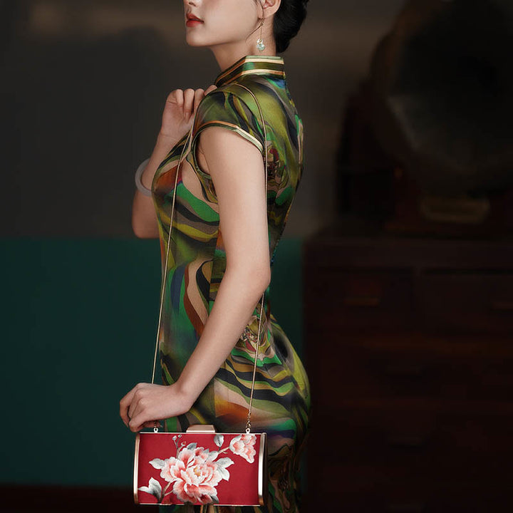 Bolso de mano con diseño de Buddha Stones, clavel, peonía, begonia, bordado, para boda, para ir de compras, bandolera