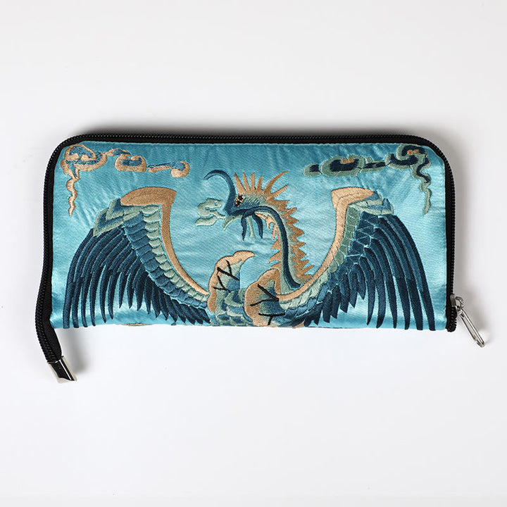 Cartera de mano con bordado de Qilin Su, dragón, fénix y bestia mítica, con Buddha Stones