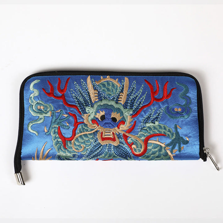Cartera de mano con bordado de Qilin Su, dragón, fénix y bestia mítica, con Buddha Stones