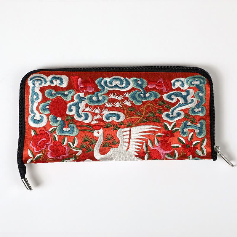 Cartera de mano con bordado de Qilin Su, dragón, fénix y bestia mítica, con Buddha Stones