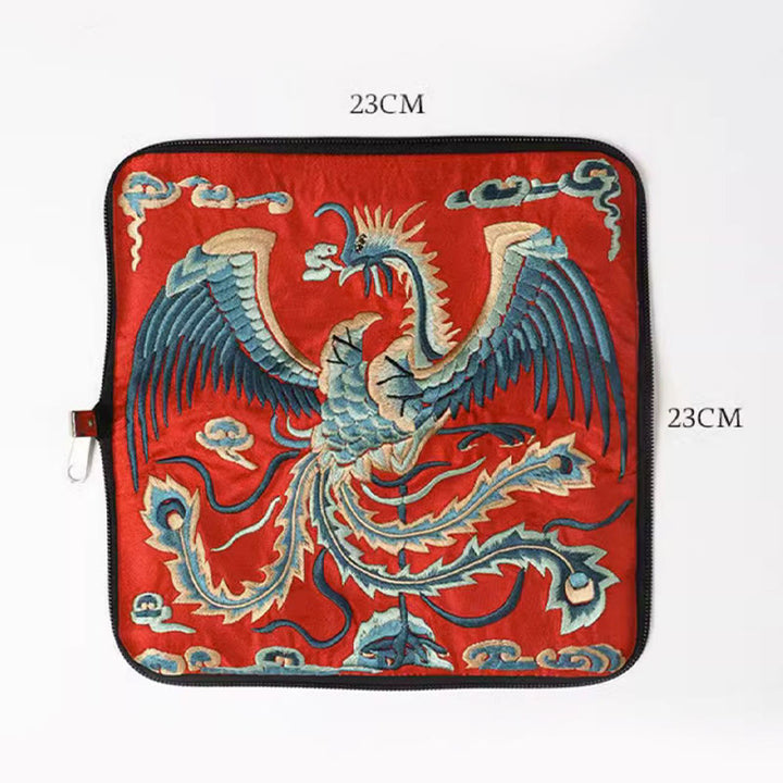 Cartera de mano con bordado de Qilin Su, dragón, fénix y bestia mítica, con Buddha Stones