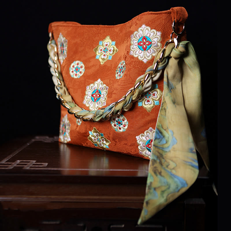 Bolso de mano con Buddha Stones de satén bordado, bolso de mano para ir de compras, bolso cruzado