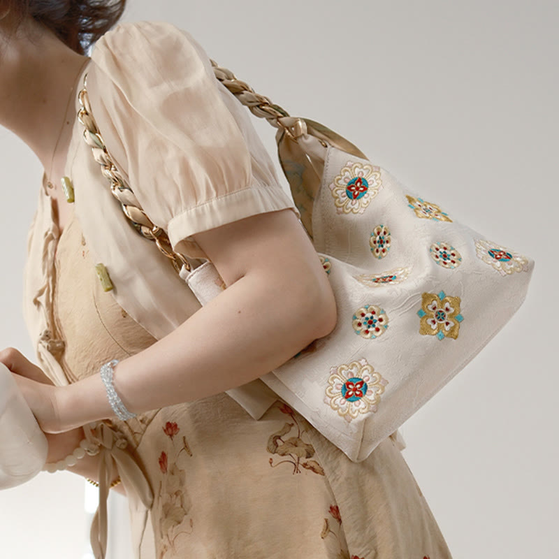 Bolso de mano con Buddha Stones de satén bordado, bolso de mano para ir de compras, bolso cruzado