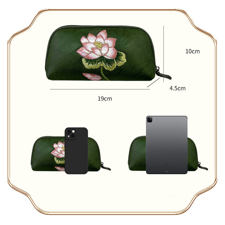 Bolso de mano con bordado de loto y Buddha Stones