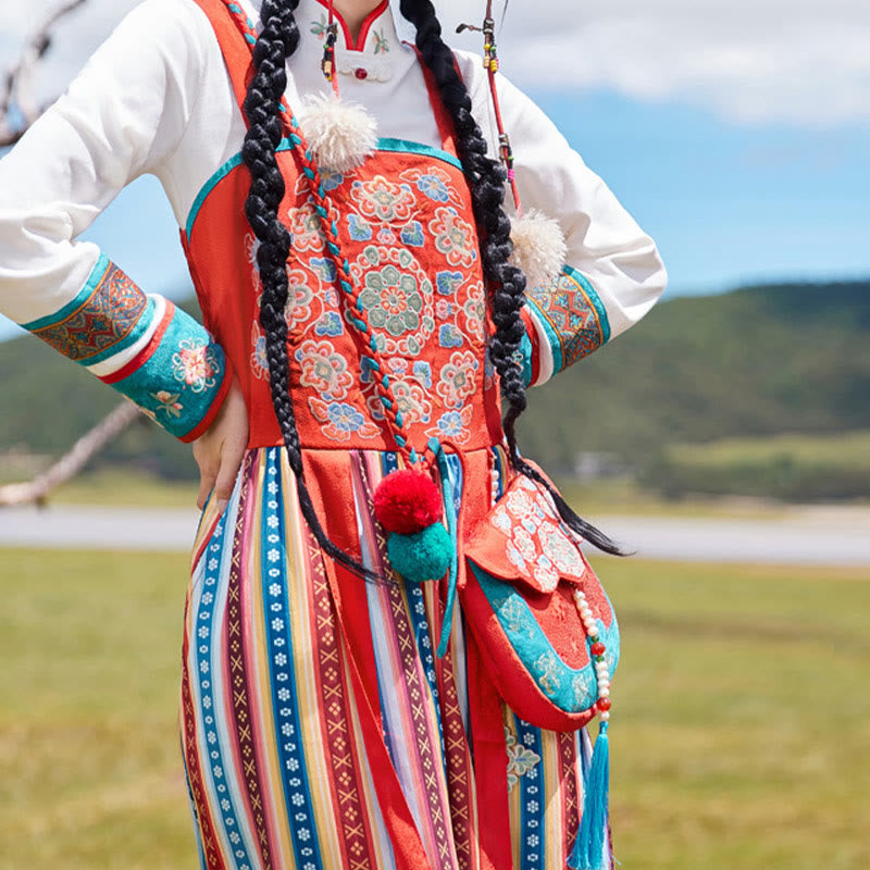 Bolso de mano estilo étnico con Buddha Stones y bordado Su para compras