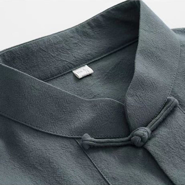 Conjunto de 2 piezas de traje Tang con Buddha Stones , uniforme tradicional con botones de rana, camisa de manga larga y pantalones para hombre - image 9