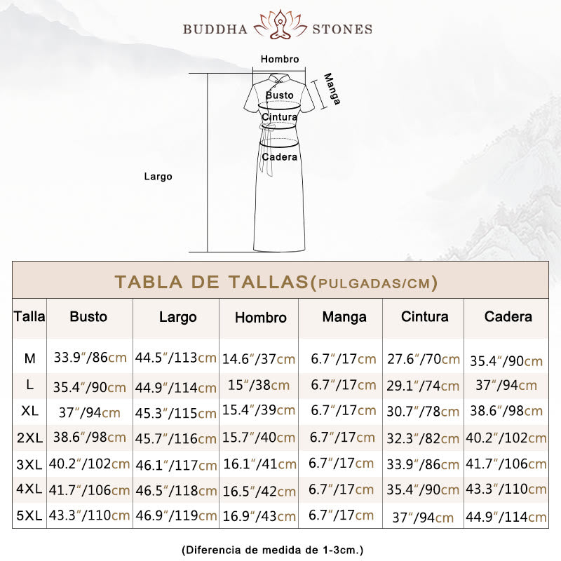 Vestido Qipao de seda con Buddha Stones, vestido Cheongsam con patrón de hojas y flores Retro para mujer