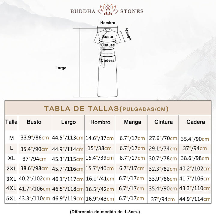 Vestido Qipao de seda con Buddha Stones, vestido Cheongsam con patrón de hojas y flores Retro para mujer