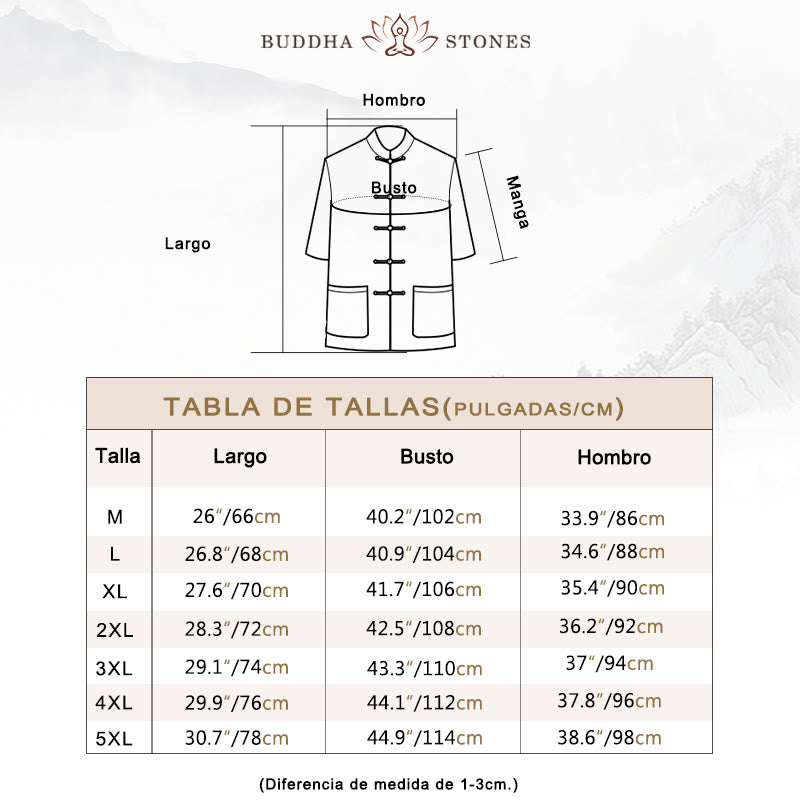 Buddha Stones Botón de Rana Traje Chino Camisa de Manga Corta Ropa de Lino para Hombres con Bolsillos - image 5