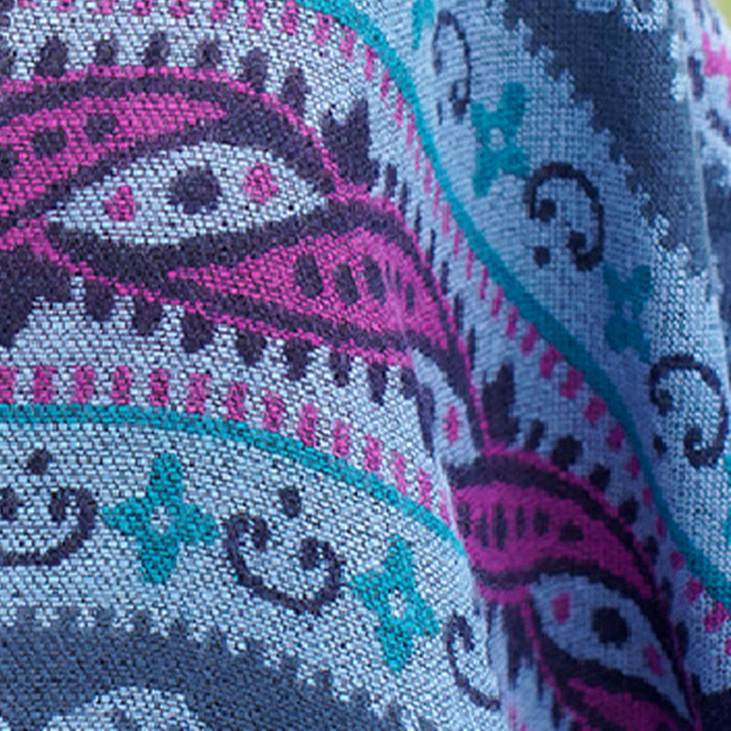 Chal cálido y suave con diseño de flores y rayas horizontales geométricas tibetanas con Buddha Stones para otoño e invierno