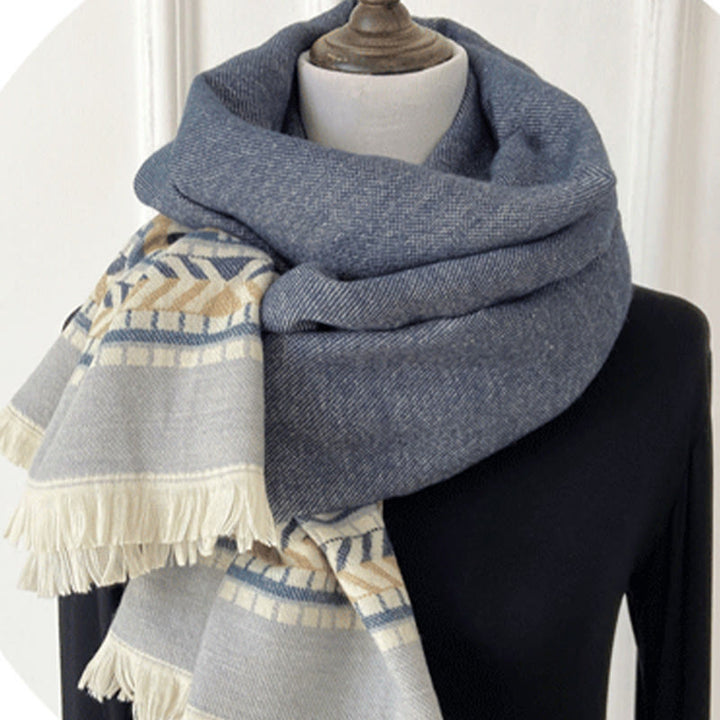 Chal con borlas y diseño geométrico de rombos tibetanos con Buddha Stones para otoño e invierno, cálido y acogedor