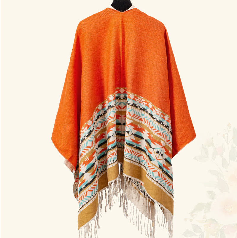 Chal con borlas y diseño geométrico de rombos tibetanos con Buddha Stones para otoño e invierno, cálido y acogedor