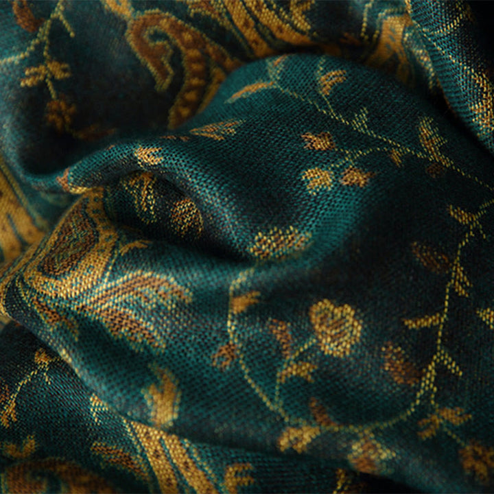 Chal con borlas y estampado de flores de anacardo tibetano con Buddha Stones para otoño e invierno, bufanda suave