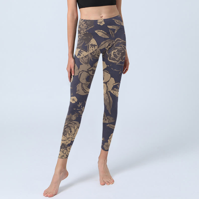 Leggings de fitness para gimnasio con estampado de flores de peonía , Buddha Stones para mujer - image 6