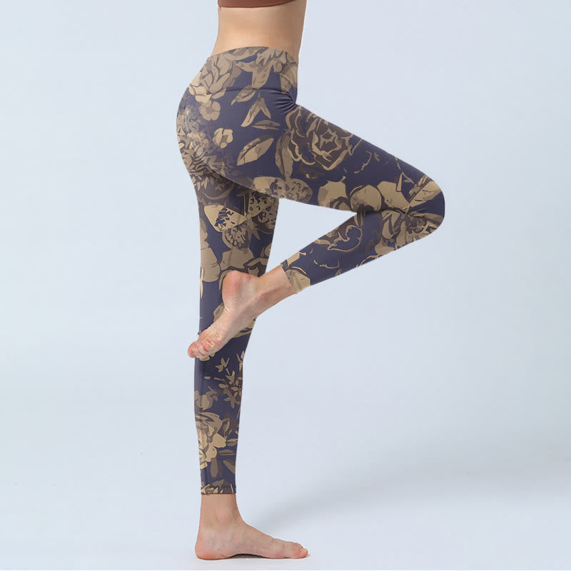 Leggings de fitness para gimnasio con estampado de flores de peonía , Buddha Stones para mujer - image 4