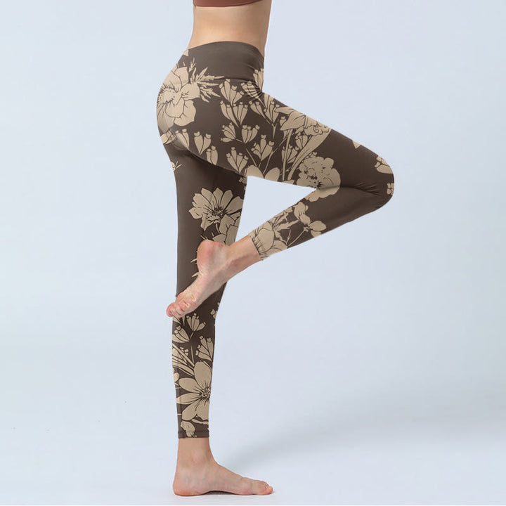 Leggings deportivos de fitness con estampado de flores y Buddha Stones para mujer - image 12
