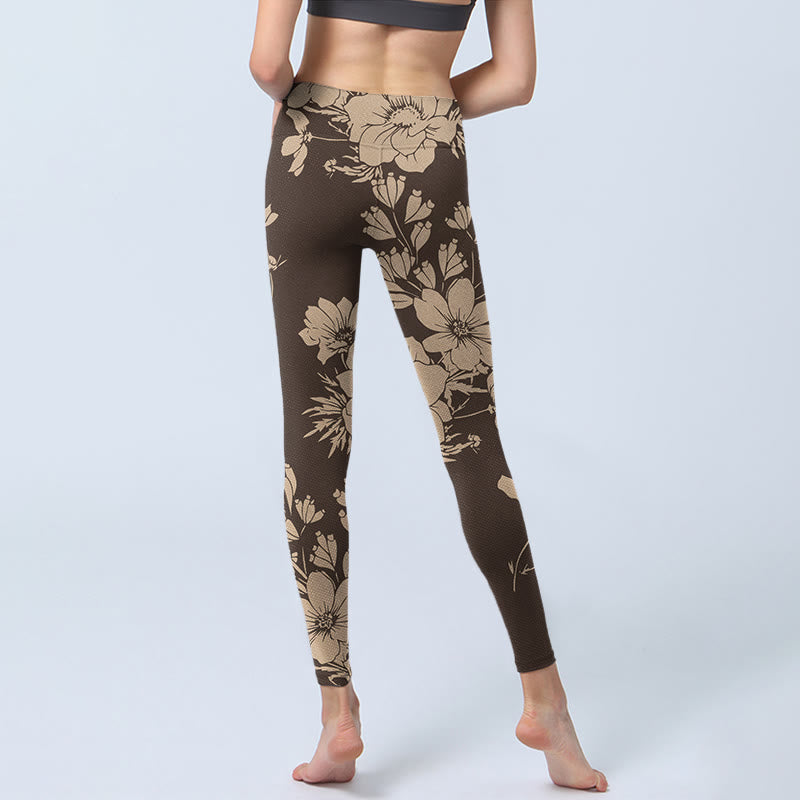 Leggings deportivos de fitness con estampado de flores y Buddha Stones para mujer - image 15