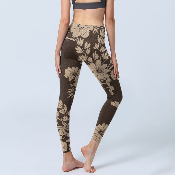 Leggings deportivos de fitness con estampado de flores y Buddha Stones para mujer - image 13