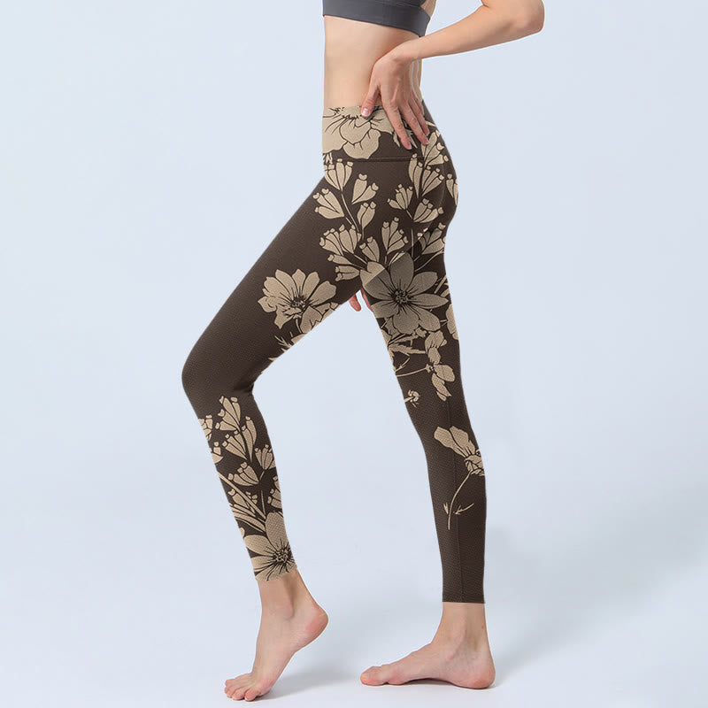 Leggings deportivos de fitness con estampado de flores y Buddha Stones para mujer - image 11