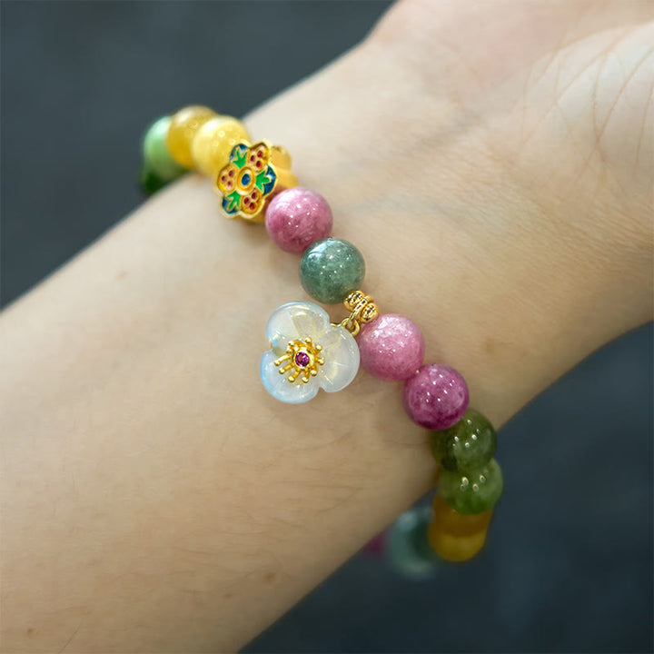 Pulsera de flor de sabiduría con turmalina y Buddha Stones