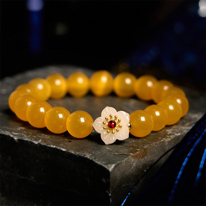 Pulsera de amor con flor de crisoberilo y ojo de gato con Buddha Stones