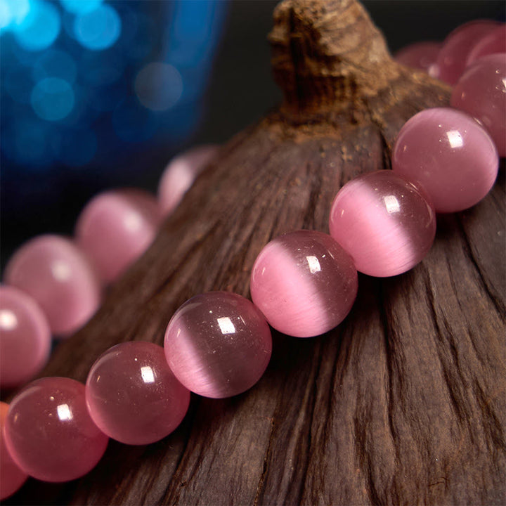 Pulsera de amor con flor de crisoberilo y ojo de gato con Buddha Stones