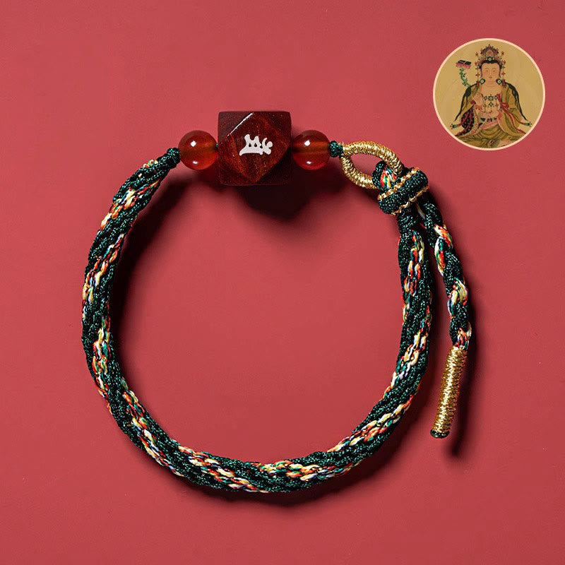 Pulsera de protección con hilo rojo de sándalo rojo y hojas pequeñas de Buda natal con Buddha Stones del zodíaco chino