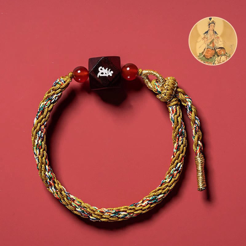 Pulsera de protección con hilo rojo de sándalo rojo y hojas pequeñas de Buda natal con Buddha Stones del zodíaco chino