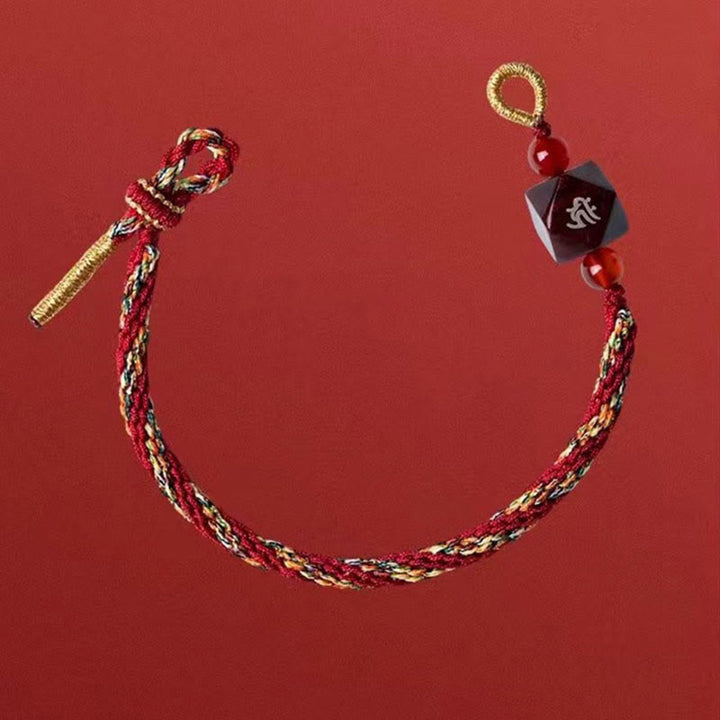 Pulsera de protección con hilo rojo de sándalo rojo y hojas pequeñas de Buda natal con Buddha Stones del zodíaco chino