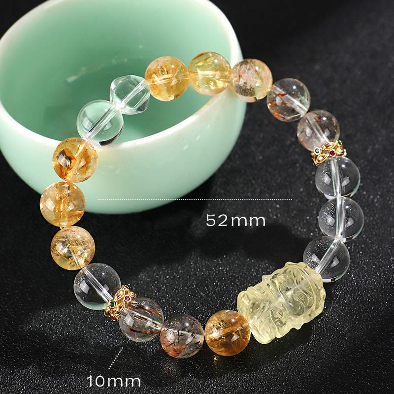 Pulsera de protección de cristal blanco con topacio, citrino y perla natural de Buddha Stones