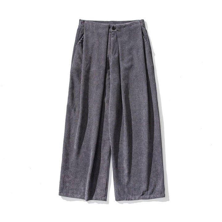 Pantalones anchos de pana de algodón de color liso para hombre con bolsillos y Buddha Stones