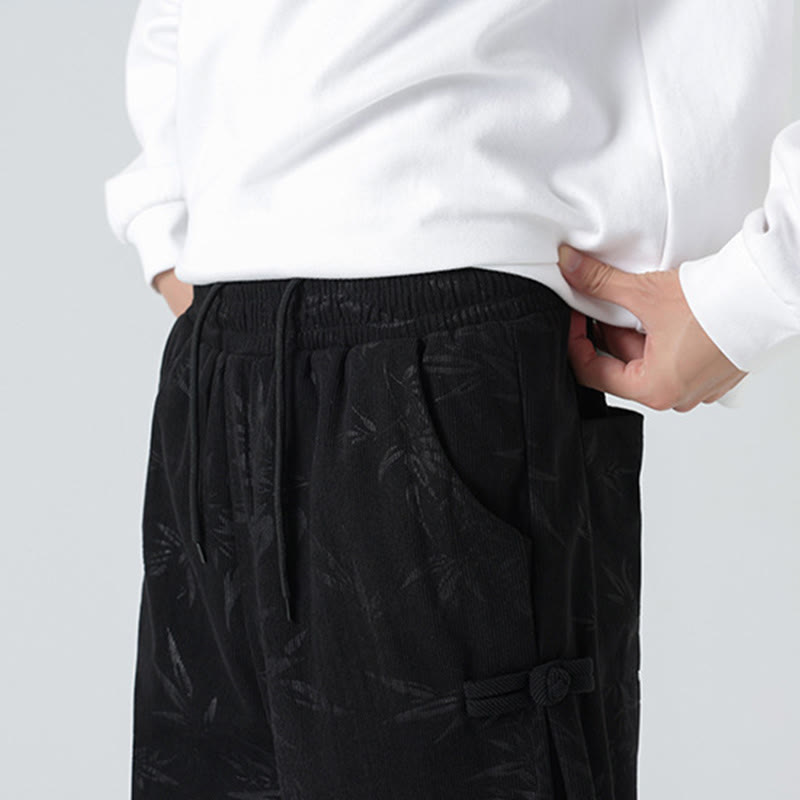 Pantalones de pana con botones de rana y bolsillos para hombre de Buddha Stones para otoño e invierno - image 17