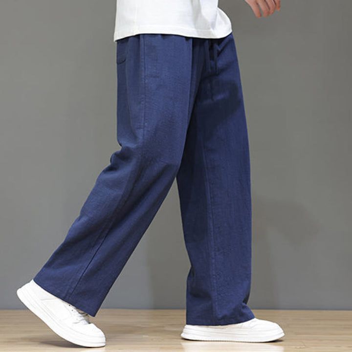 Pantalones rectos de lino y algodón de verano para hombre con bolsillos de Buddha Stones - image 7