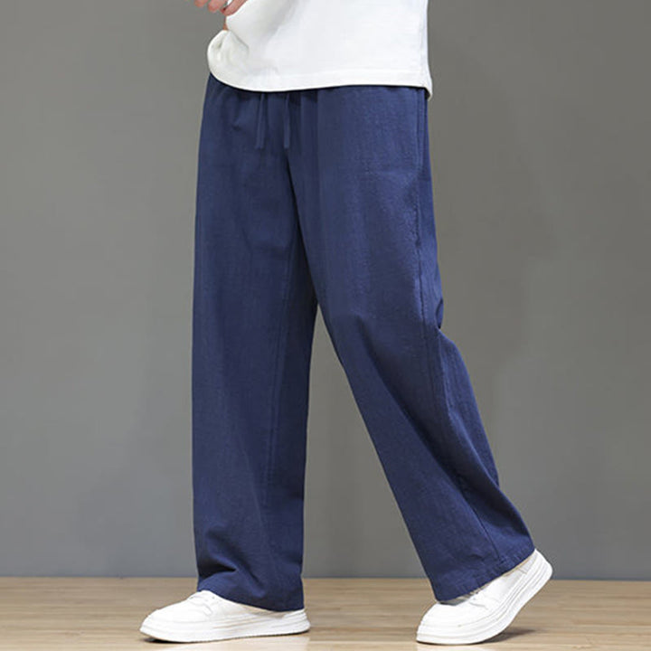 Pantalones rectos de lino y algodón de verano para hombre con bolsillos de Buddha Stones - image 8