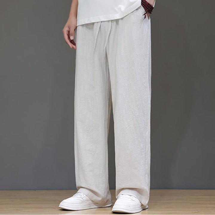 Pantalones rectos de lino y algodón de verano para hombre con bolsillos de Buddha Stones - image 17